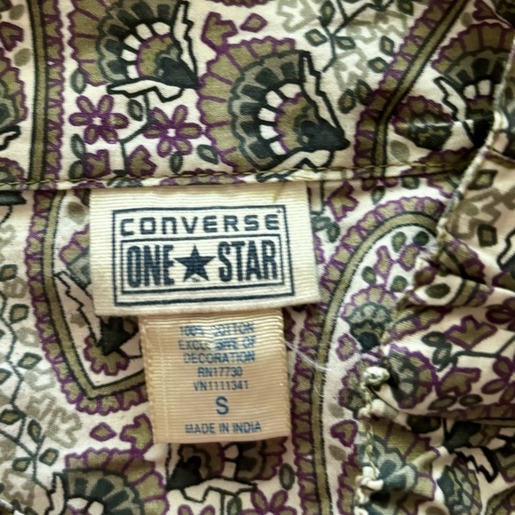 Converse Paisley Print Olive Green Purple High Waisted Boho Women’s Skirt Size S - Picture 8 of 10